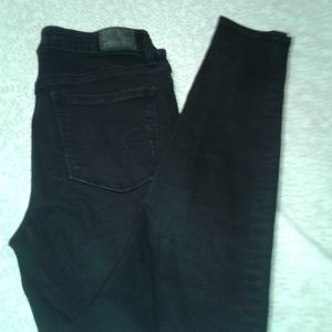 Black straight leg stretch jeans pants